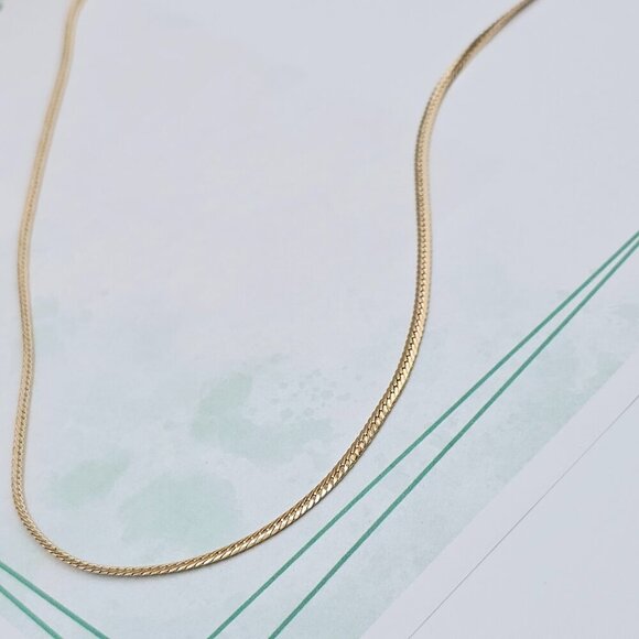 Elegant Rose Gold Flat Chain Necklace, 18 Inch, Gold Plated Brass, XPNL0052 - Picture 11 of 12